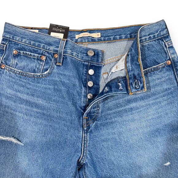 NWT Levi’s Premium Denim Wedgie Tapered Jeans Womens 31 Button Fly Distressed - Picture 5 of 12
